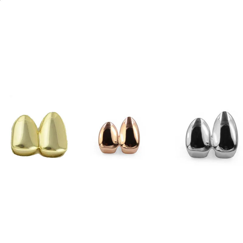 Men Hip Hop Double Canine Teeth Grills Plated Top Removable Dental Fashion Jewelry 241226