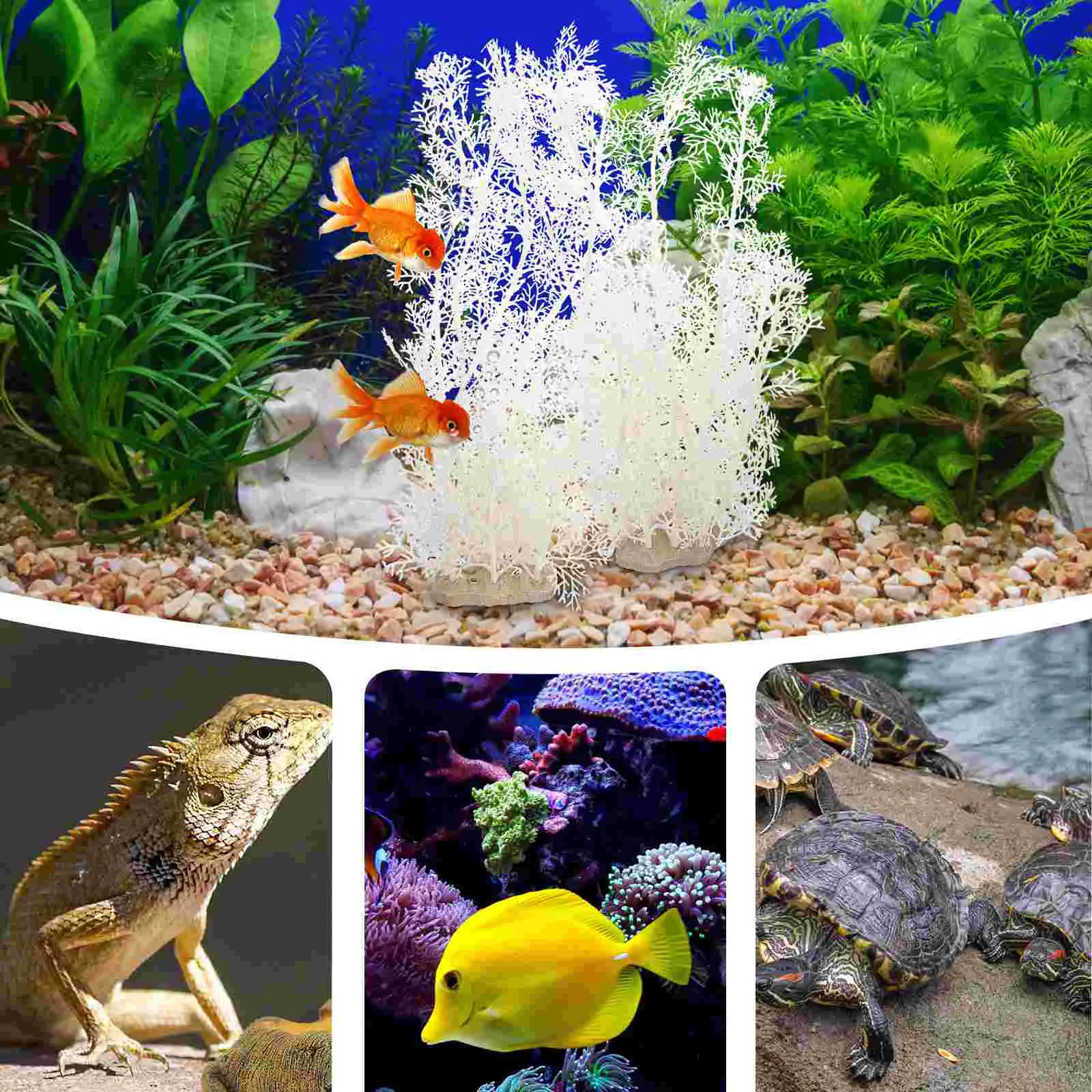 2 Pcs Plastic Fish Tank Aquarium Plants Aquatic Silk White Betta Large Decorations 241225