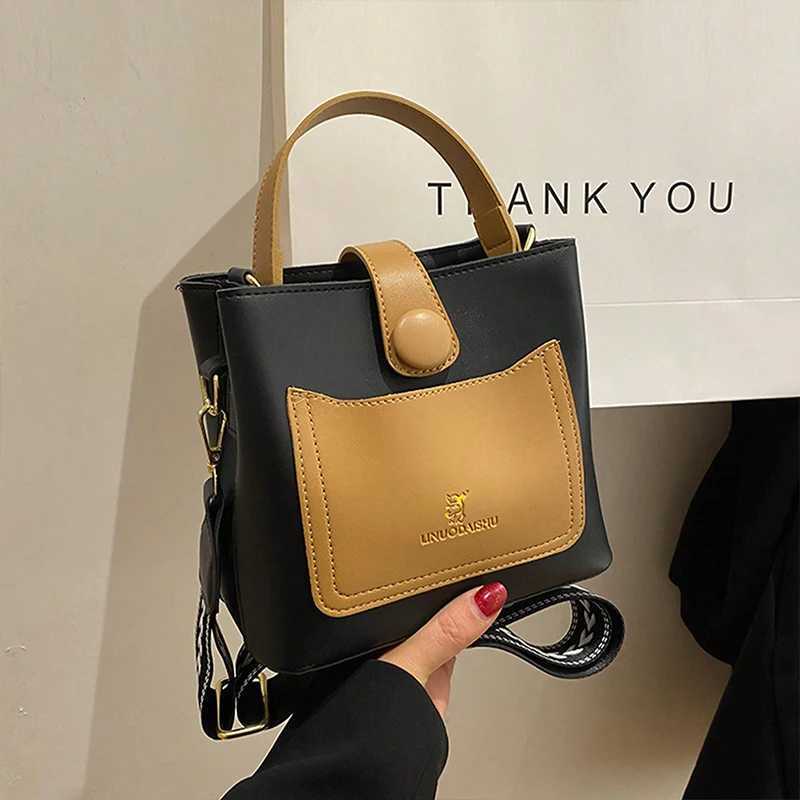 New Fiable PU Ctrasting Color Versatile Magnetic Buckle Zipper WOMENS Shoulder Bag for CommutingXJ241225