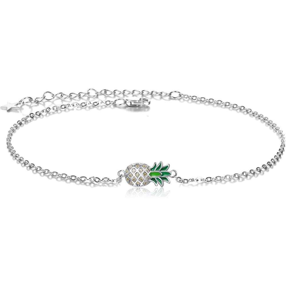 Pineapple/Mushroom/Star/Mountain Anklets Sterg Sier Adjustable Chain k Ankle Bracelets Beach Anklet Jewelry for Women Teens