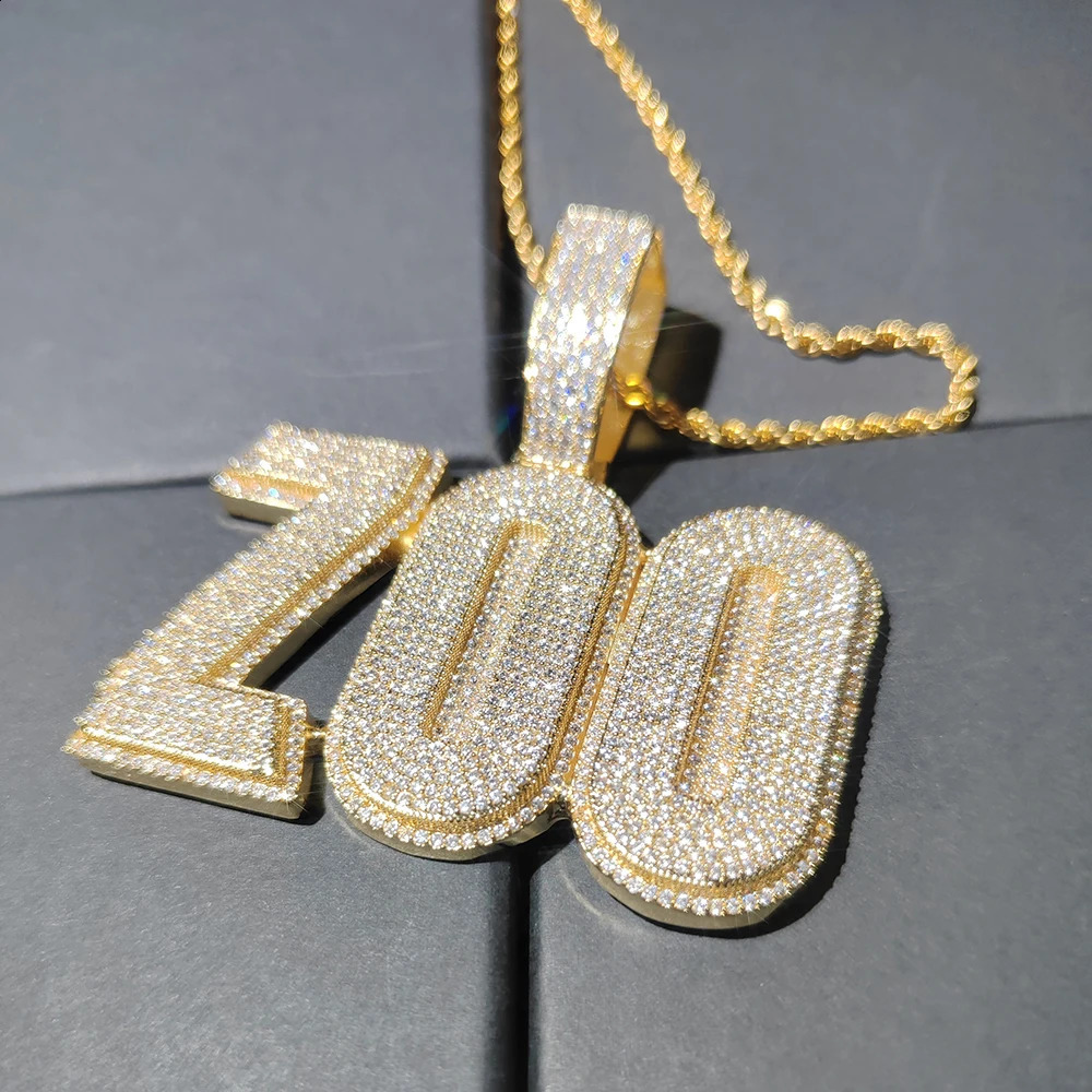 Hip Hop Custom Letters Numbers Pendant Micro Pave Zircon Double Layer Personalized Name Necklace Men Customized Jewelry 241226