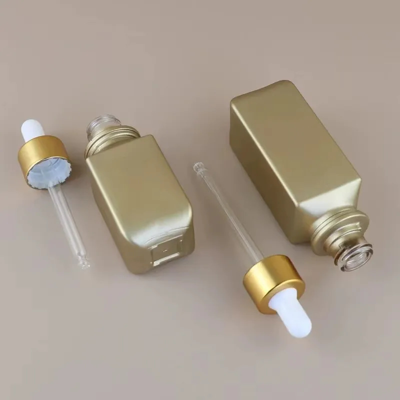 30/50ml Essential Oil Glass Aroma Liquid Matte Gold Drop Empty Dropper Bottles Massage Pipette Bottle Refillable 241225