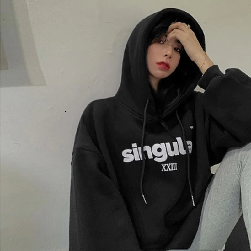 Salt velvet thickened autumn and winter multicolor hooded sweatshirt womens jacket loose top student couple wear 241225