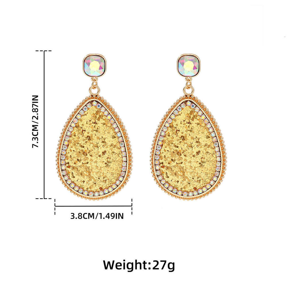 Hot selg creative alloy studded colorful dia earrings for women, exaggerated and high-end water droplet shaped ear accessories
