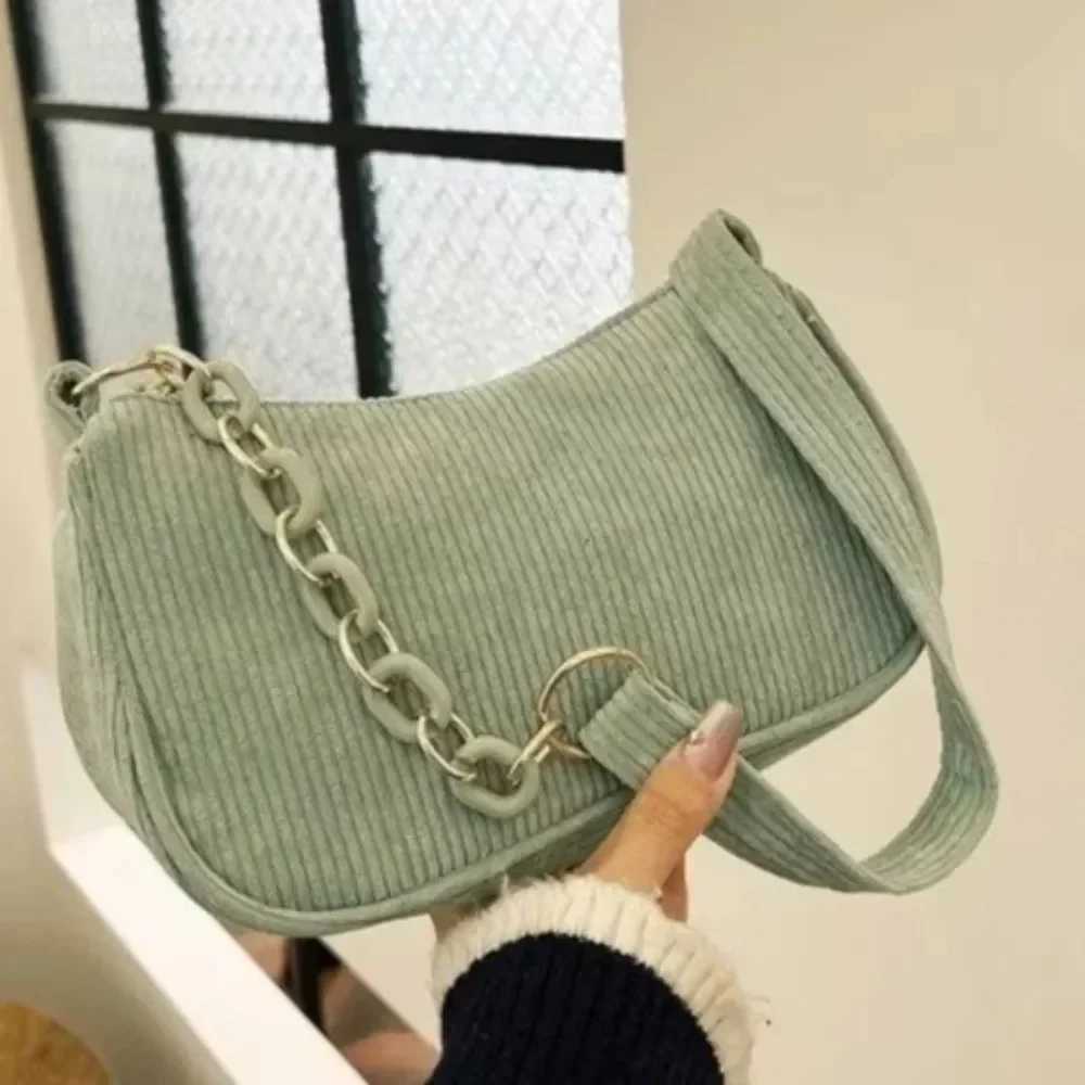 1PC Fi Vintage Womens Handbags Corduroy Underarm Bag Casual Women Shoulder Bags Solid Color Zipper Female Handbag CluhXJ241225