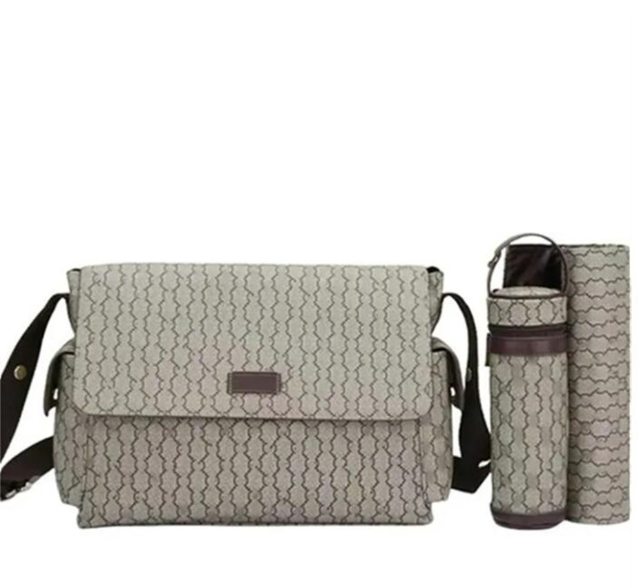 Designer Mommy Bag High Quality Fashion Large capacity baby diaper bag Printed brown plaid diaper bag 3-piece se