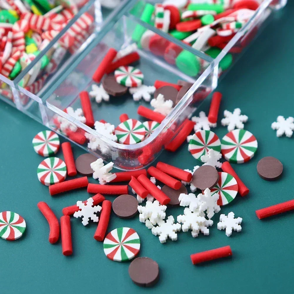 Christmas Nail Charms Sprinkle Polymer Clay Slices Slimes Flake DIY Snowflakes Xmas Nail Accessories Holiday Manicure 241226