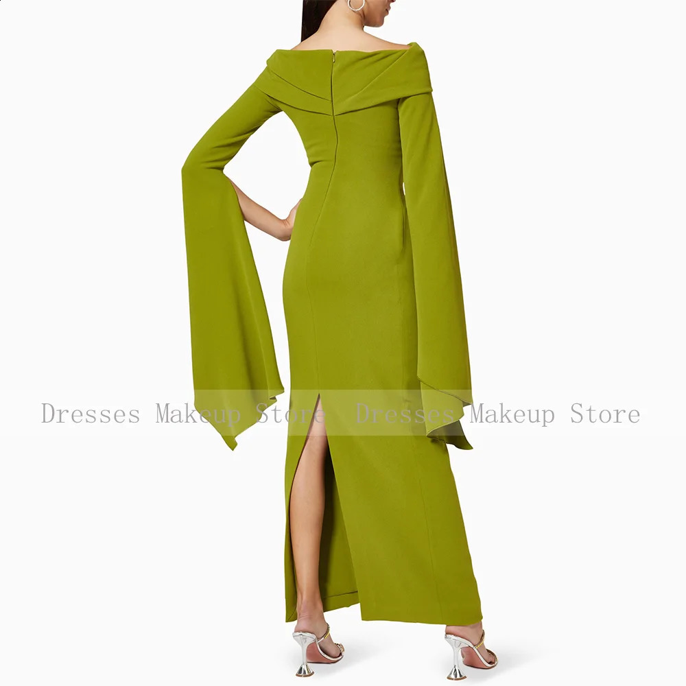 Black Wedding Guest Gowns for Women Off the Shoulder Column Formal Party Dresses Maxi Long Sleeves Elegant Evening Dress 241223