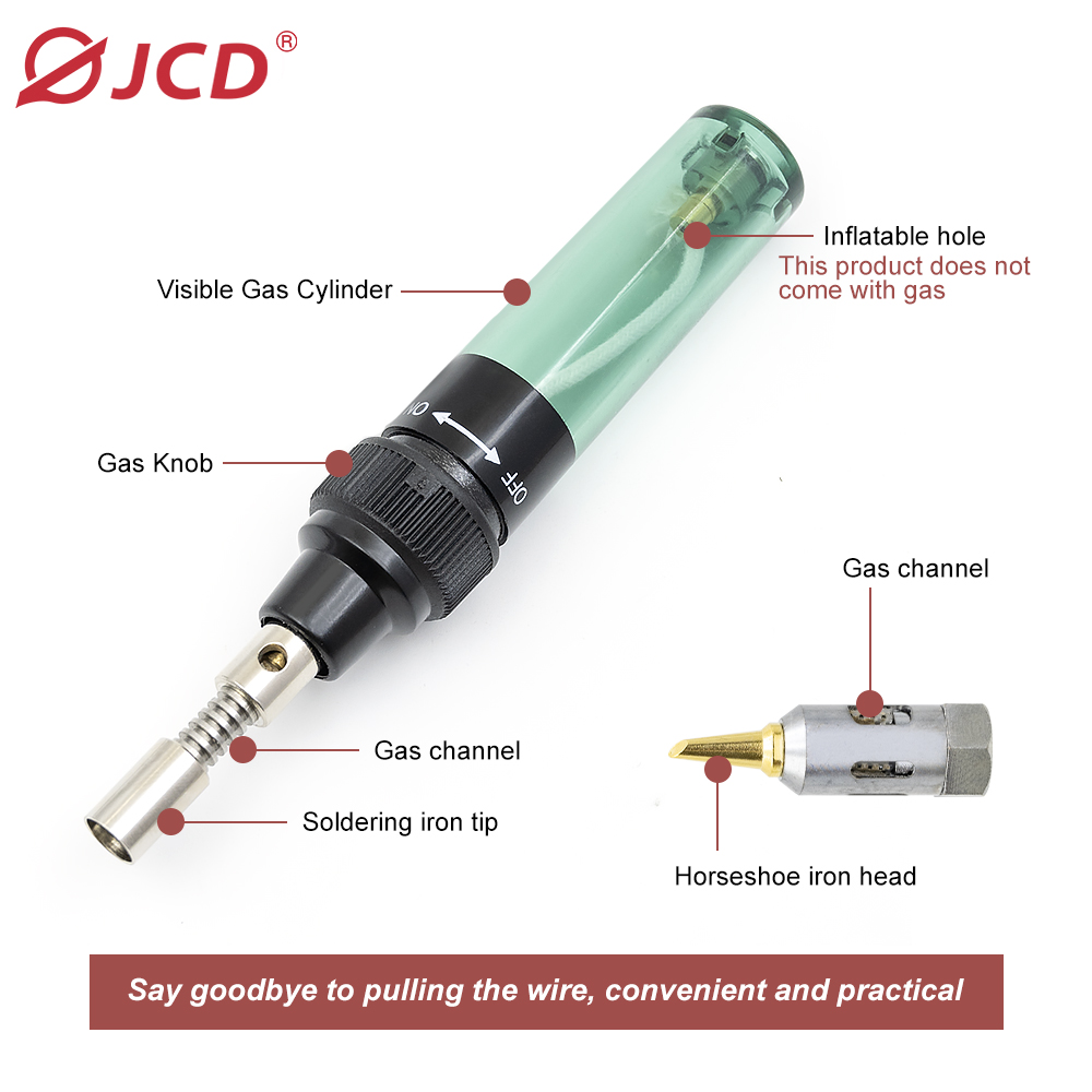 JCD MT-100 1300 Celsius Butane Gas Soldering Iron Gas Burner Blow Torch Gun Portable Wireless Soldering Iron Pen Welding Gun Solder Tools