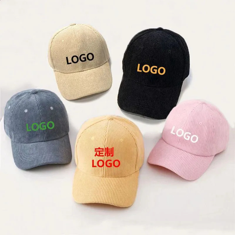 Custom Baseball Caps Professional Custom High Quality Embroidered Corduroy Baseball Caps Men Ladies Adjustable Caps 241226