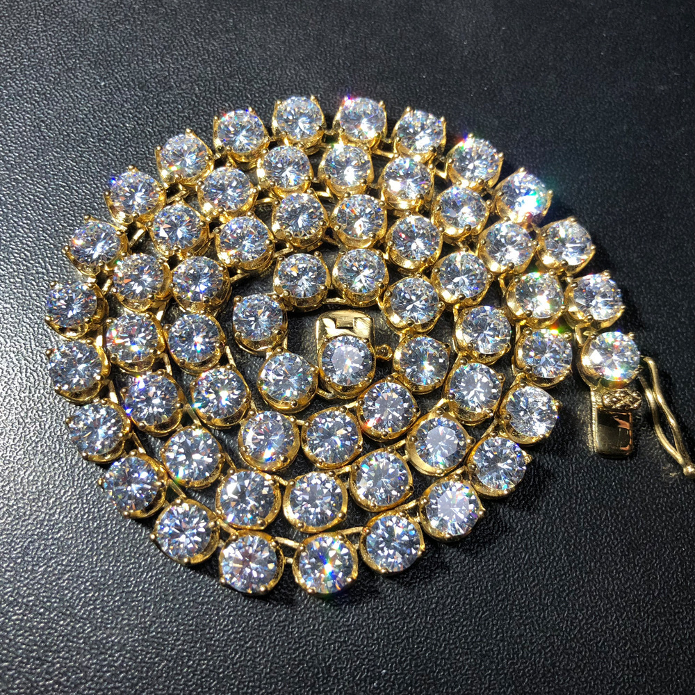 6mm Hip Hop Stainless Steel Prong Iced Out Cubic Zirconia Tennis Necklace 18k Gold 1 Row Tennis Chains Neck Jewelry Collar Bijoux