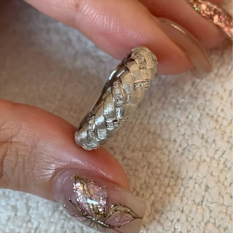 2025 Choucong Vintage Jewelry Wedding Rings 925 Sterling Silver 18K Gold Fill 5A Cubic Zircon CZ Diamond Elegant Party Eternity Women Weave Ring Gift