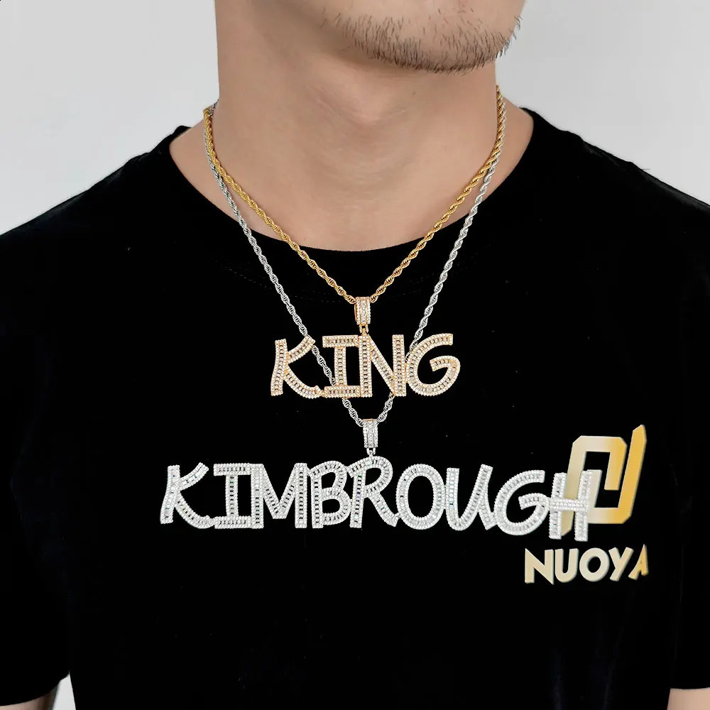 Hip Hop Custom Name Diamond Letter Personalized Zircon Jewelry Luxurious Pendant Necklace 241226