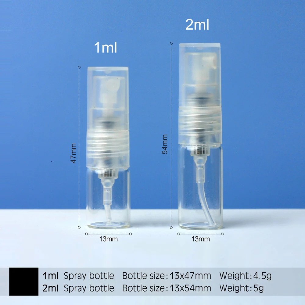 100 Pcs/Lot 1ml/2ml Mini Clear Plastic Spray Bottle Empty Perfume Atomizer Sample Bottles for Cleaning Travel Essential Oils 241225