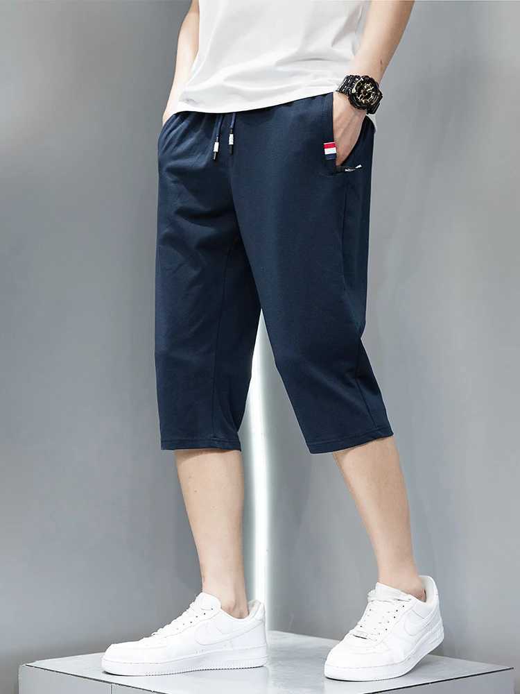 Summer Zip Pockets Sweatshorts Men Sportswear Short Breeches Jogger Pants Capris Male Solid Cotton Casual Shorts Plus Size 8XLXJ241226
