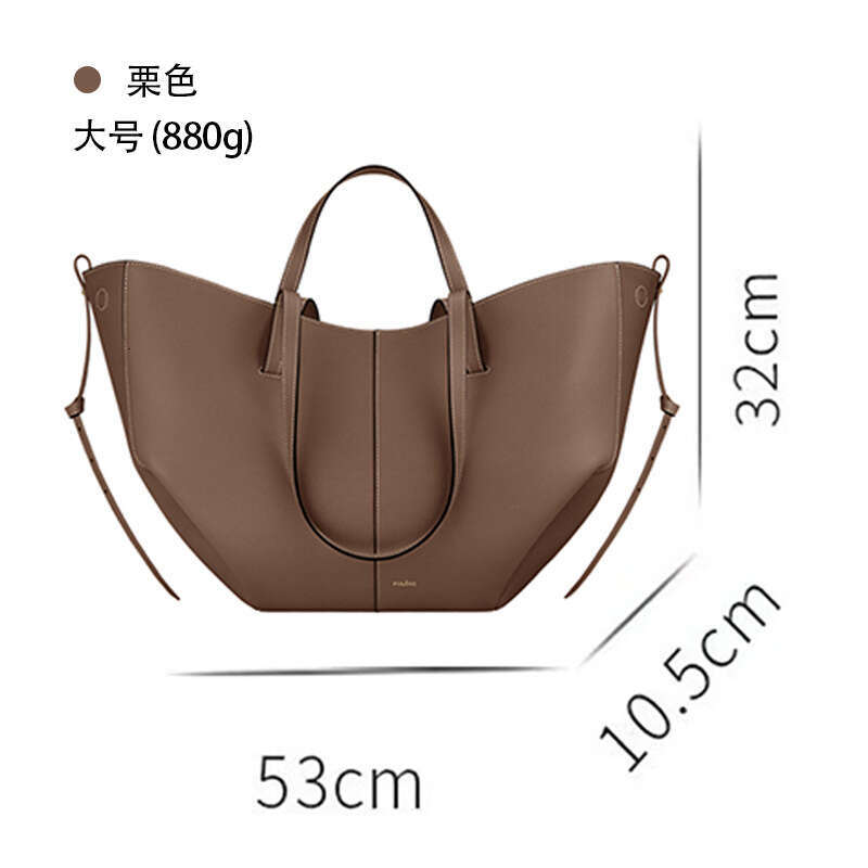 Genuine Leather Tote Bag for Women hot - Large Capacity, One Shoulder, Wing Shaped, Pleated Design
