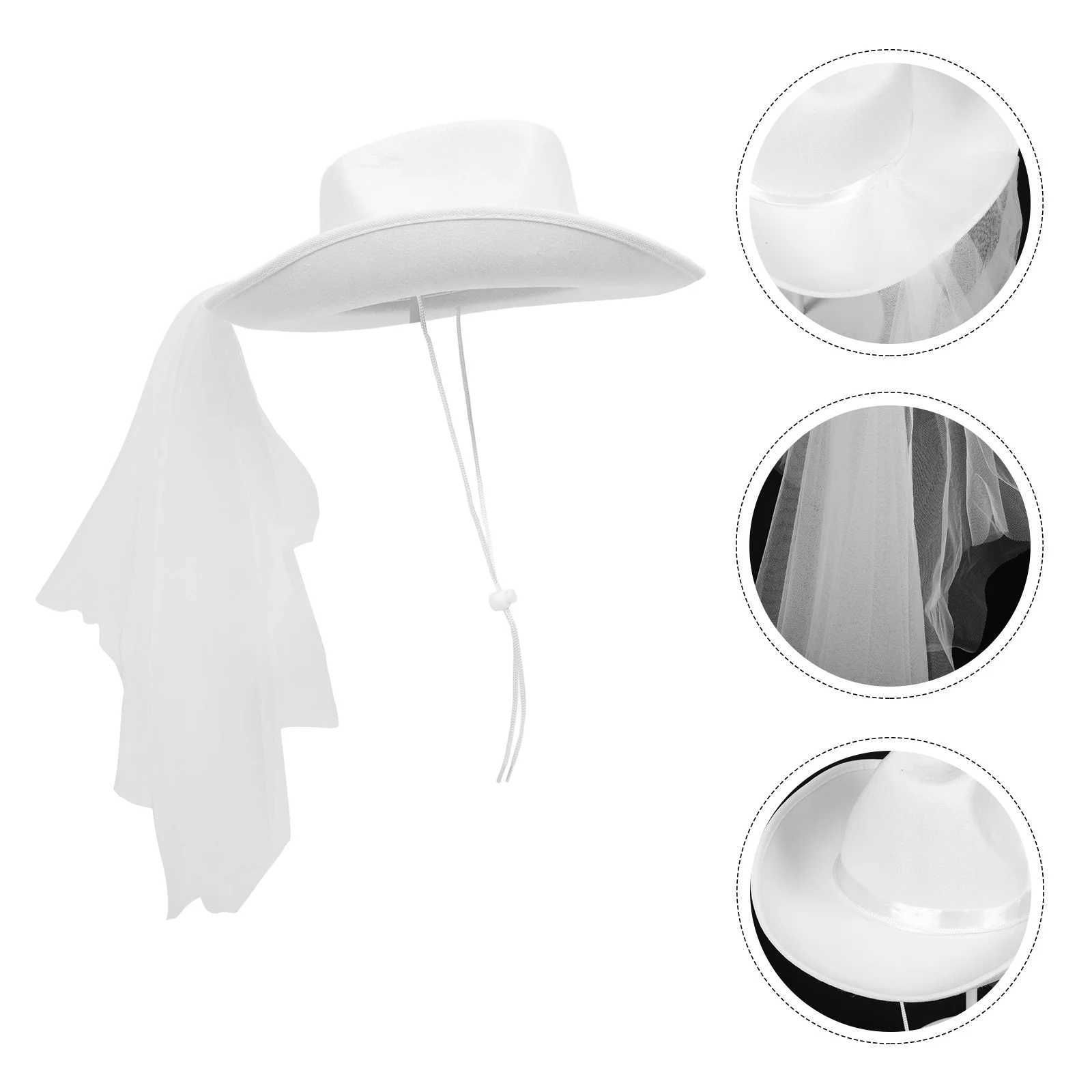 Cowboy Hat Veil Female Travel Party Role Play Solid Color Neutral Cowboy Girl Module Decorative Clothing W241225