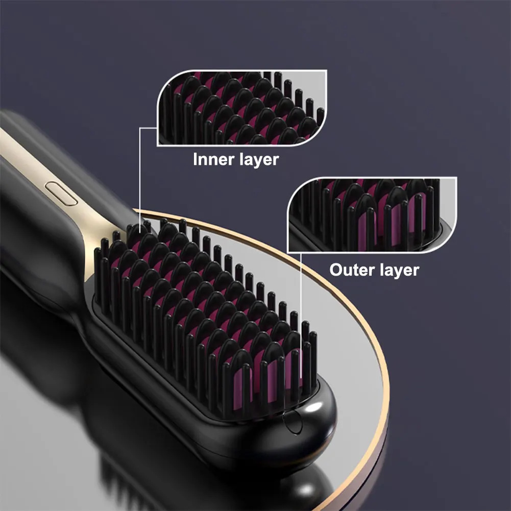 Cordless Hair Straightening Comb 3 Temp Settings Portable Straightening Brush Hair Straightener Comb for All Hair Types 241225