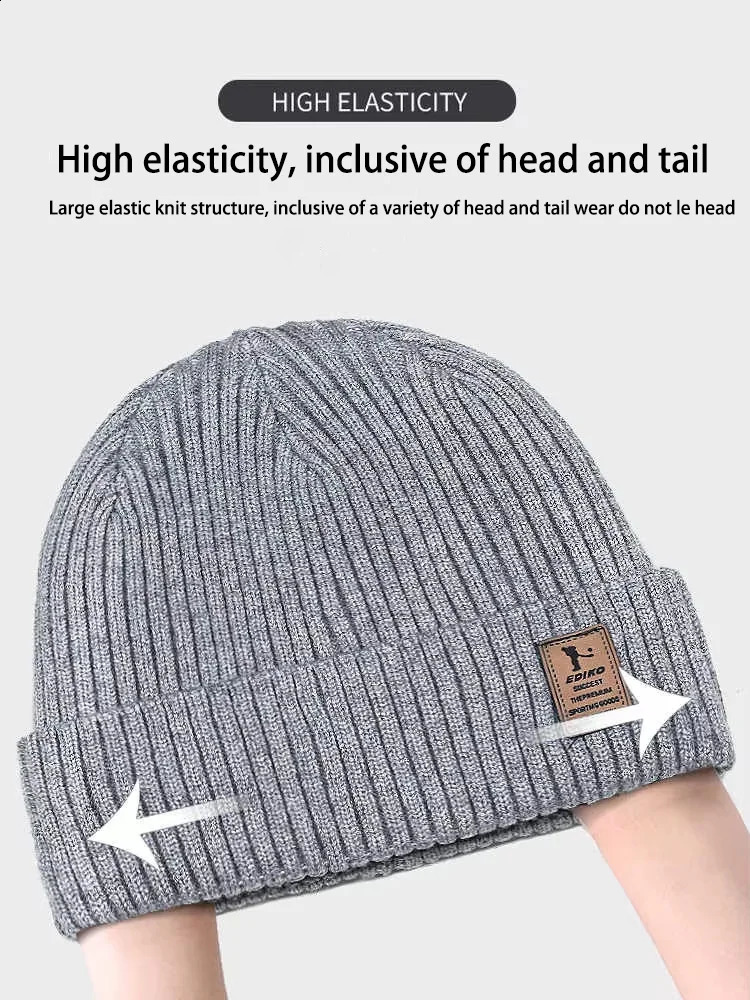 winter padded warm knitted cap wrapped head wool woolen mens double thickening set ski 241226