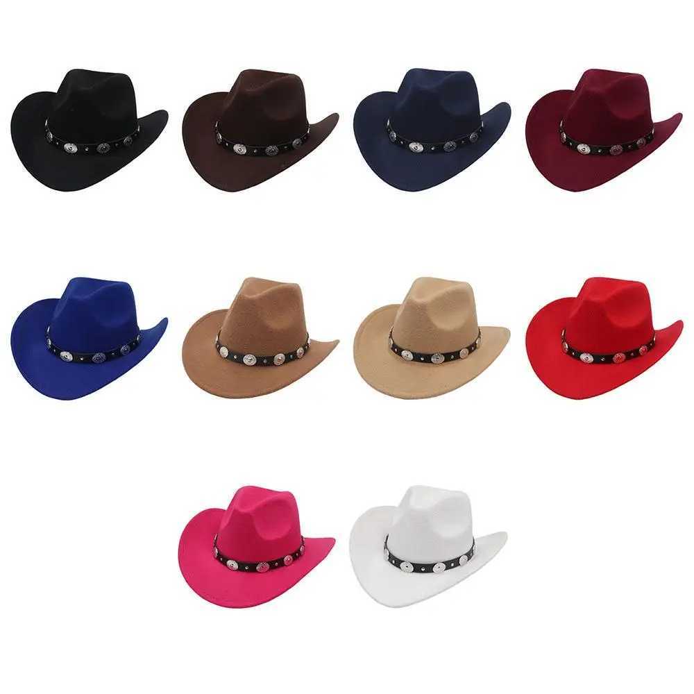 Retro Brim Western Cowboy Hat Wide Brim Ethnic Style Fedora with Artificial Silver Accent Fedoras Hat Suitable for Women and Men W241225