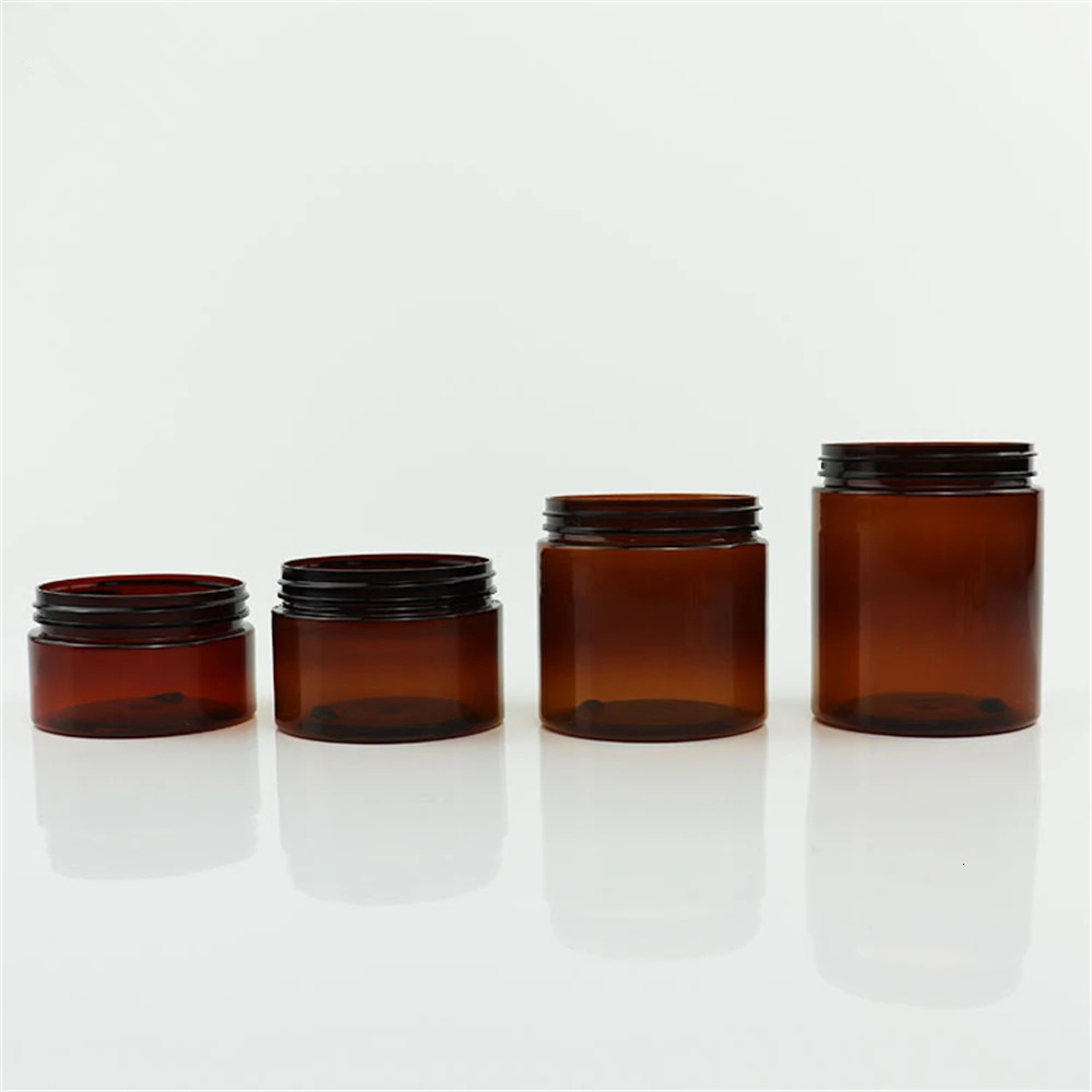 12pcs 50/100/150/200/250ml Empty Makeup Jar Pot Amber Brown Cosmetic Face Cream Bottles Lip Balm Sample Container Jar Pot Makeup 241225