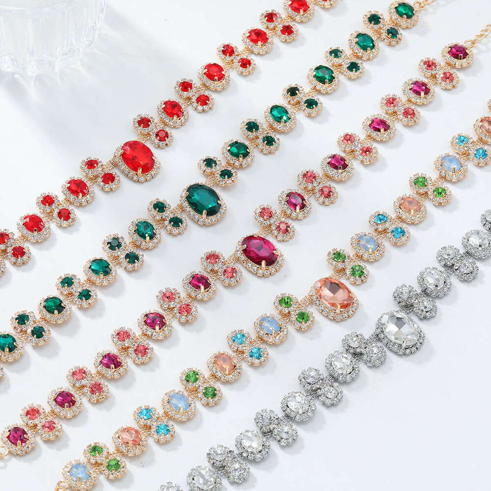 New Light Luxury Fashion Necklace Earrings Water Diamond Jewelry Set for Women's Trendy Accessories