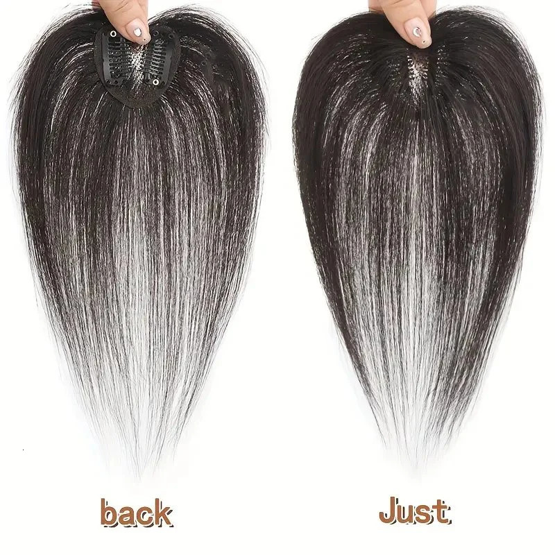 Womens Hand-Stitched Human Hair Topper Hairpiece Straight Hair Wiglet Concealer for Thinning Hair Breathable Volumizer Cover 241225
