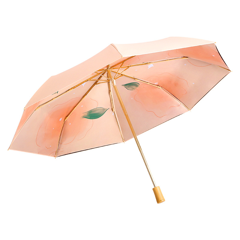 Compact UV-Protection Threefold Umbrella with Double Layers for Sun & Rain Use