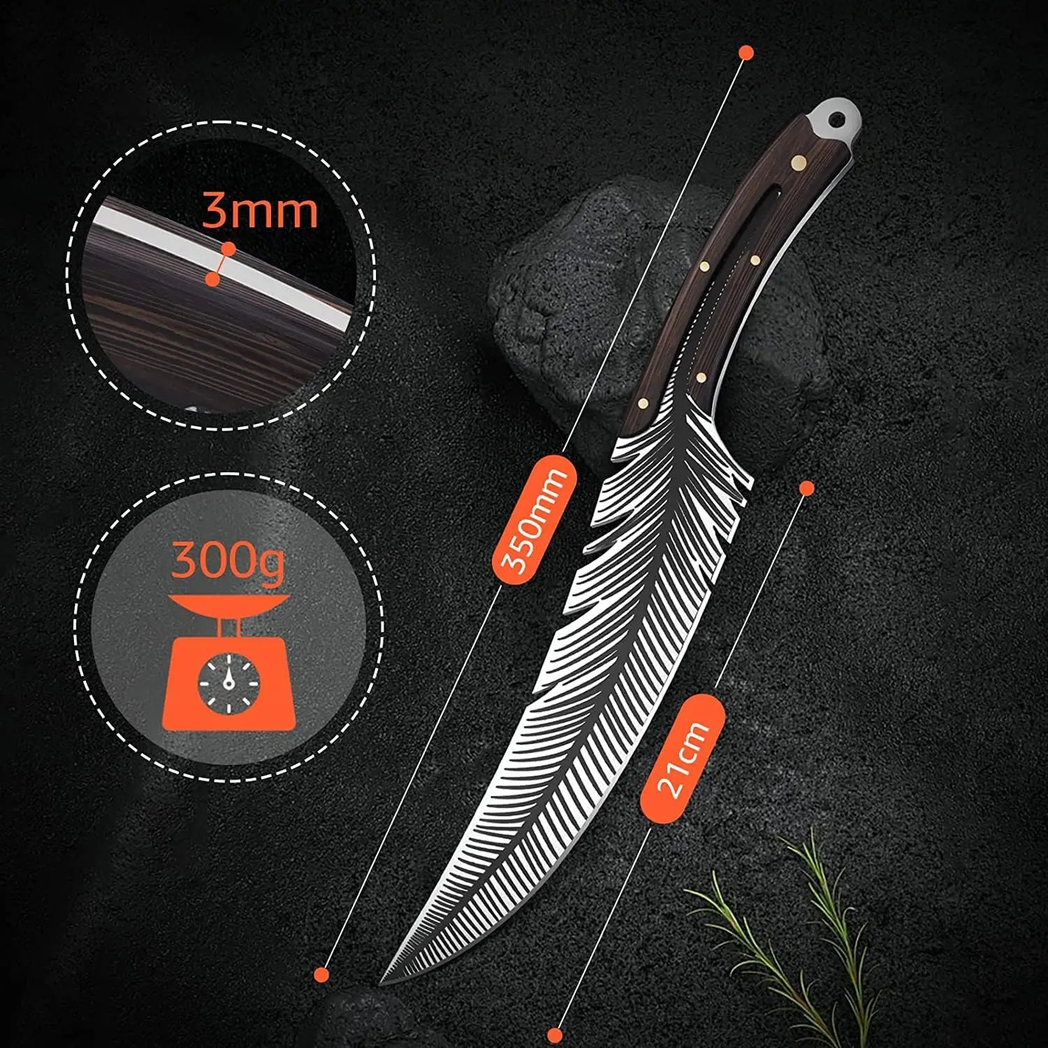 Feather knife hand forged Viking butcher knife for meat cutting Japanese chef knife with sheath for kitchen cooking 241225