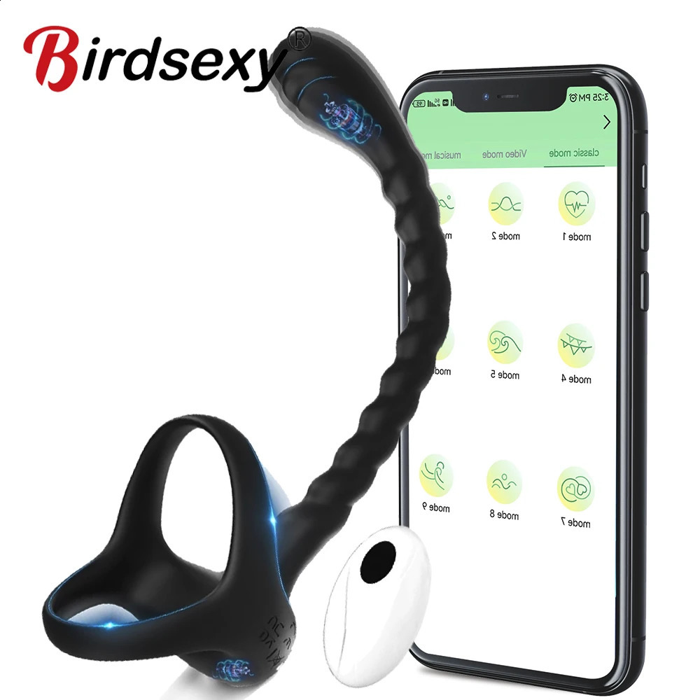 APP Remote Penis Ring Anal Plug Vibrators For Men Cock Delay Exerciser Prostate Stimulator Massager Adult Sex Toys for 241226