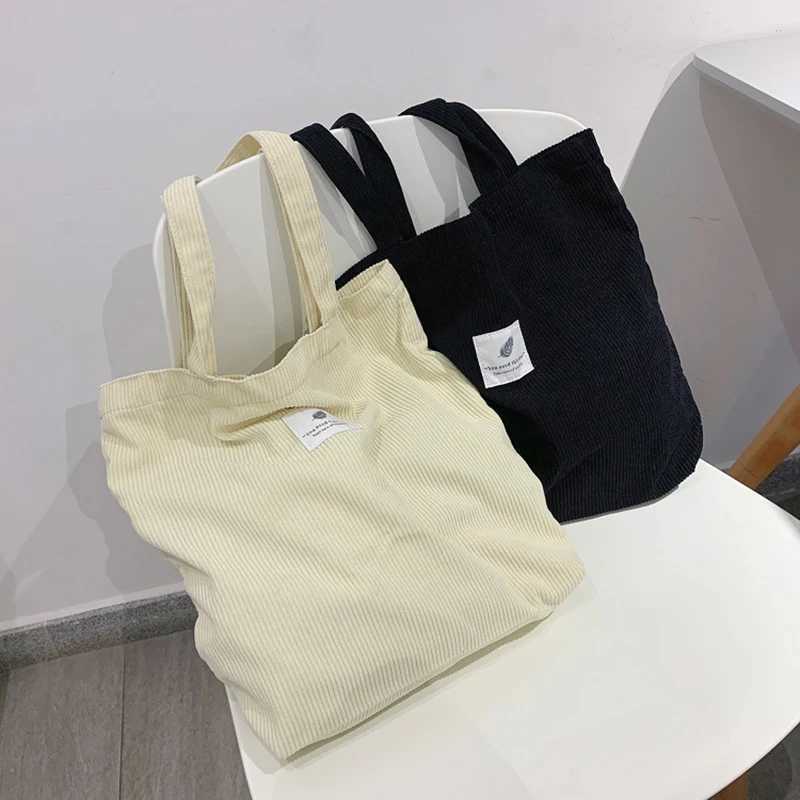 Corduroy Handbag Shoulder Bag Versatile Student Handbag For Women Fi Leisure Large-capacity Storage Tote Bags Shopping BagXJ241225