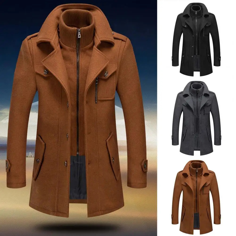Jacket Double Collar Male All Match Zipper Buttons Coat Men for Travel 241224