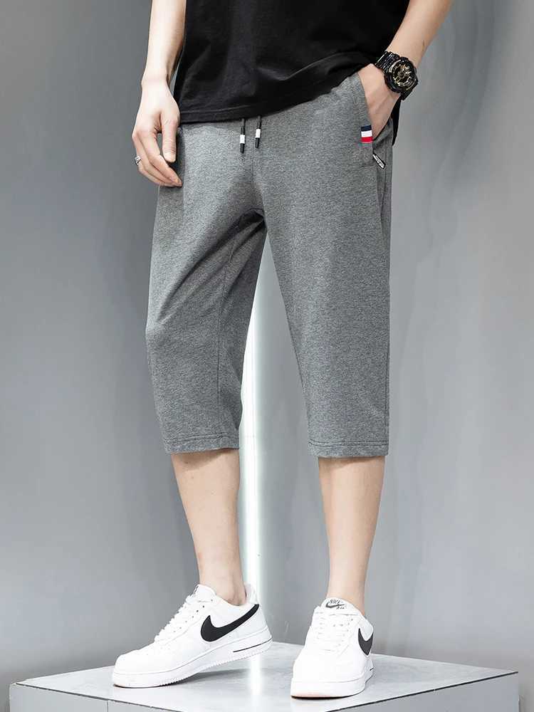 Summer Zip Pockets Sweatshorts Men Sportswear Short Breeches Jogger Pants Capris Male Solid Cotton Casual Shorts Plus Size 8XLXJ241226