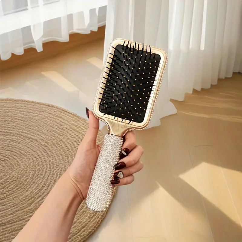 Rhinestone Hair Brush Static Padded Massage Comb Fluffy Styling Essential Sparkling Diamonds Ideal for Holiday Gifts 241225