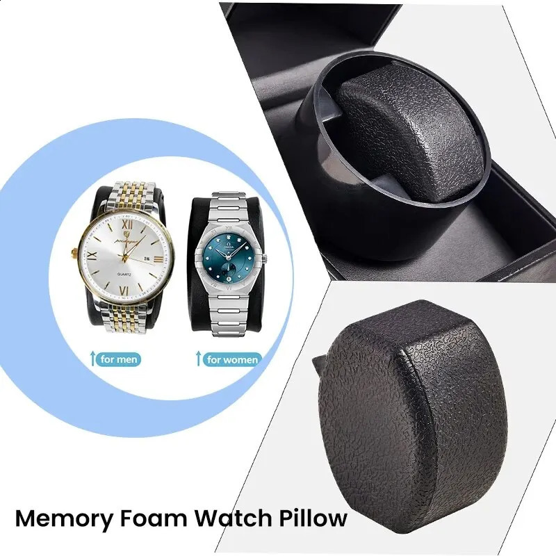Classic Single Watch Winder for Automatic Watches Auto Watch Winder Box with Quiet Motor Leather Watch Rotator AC Adapter 241226