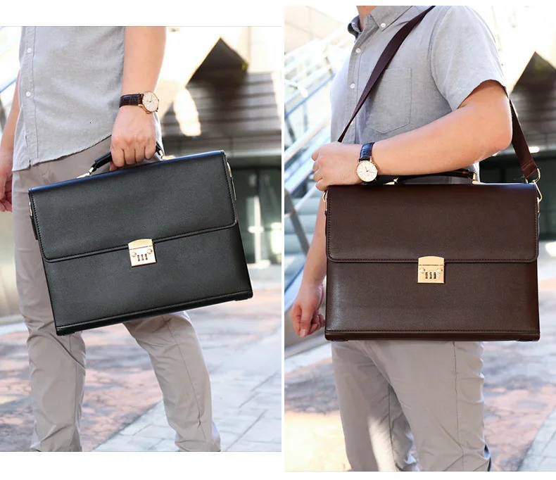 Mens Business Handbag Password Lock Executive Briefcase Rero Portfolio Attache Large Capacity Office Computer Bag 241225