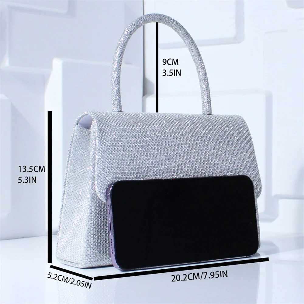 New Sier Bright Silk Evening Bag Women Elegant Fi Banquet Cluh Chain Shoulder Bags Luxury Purse Female HandbagXJ241225