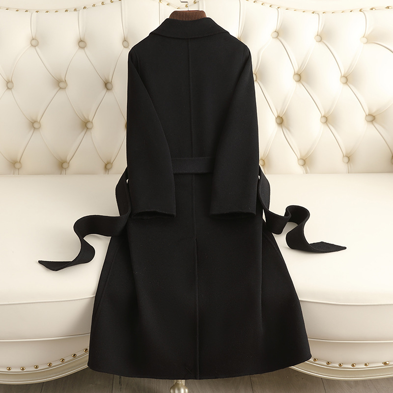 D3025 Double-faced wool coat for women, mid-length, 2024 autumn and winter new style, over-knee slimming wool