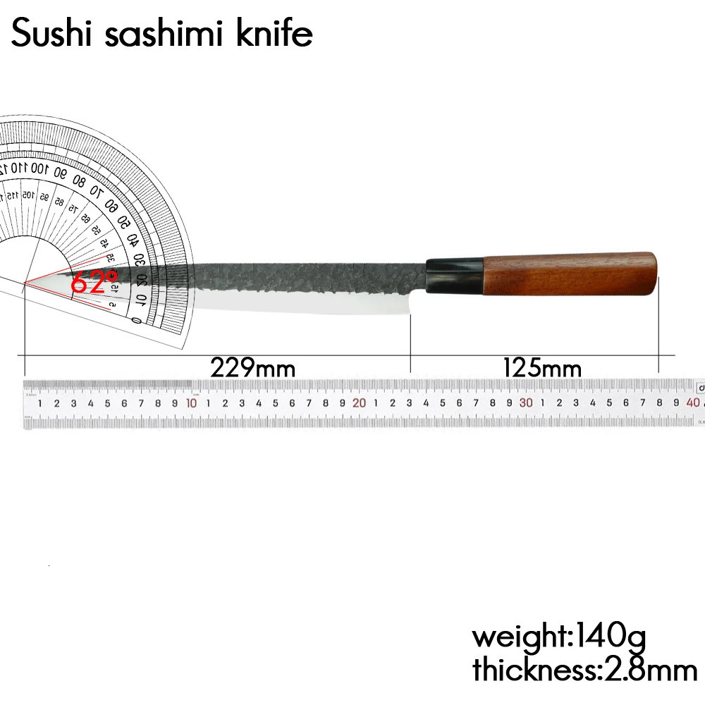 RZD Sashimi Knife Stainless Steel 9-inch Knife Japanese Style Wooden Handle Cooking Slicer 241225