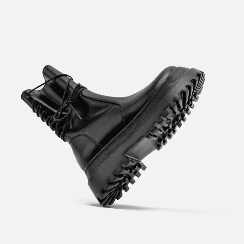 Round Toe Black Half High Boots for Women Elegant With Low Heels Mid Calf Shoes Woman Sale In Winter Novelty Y2k Spring 241226