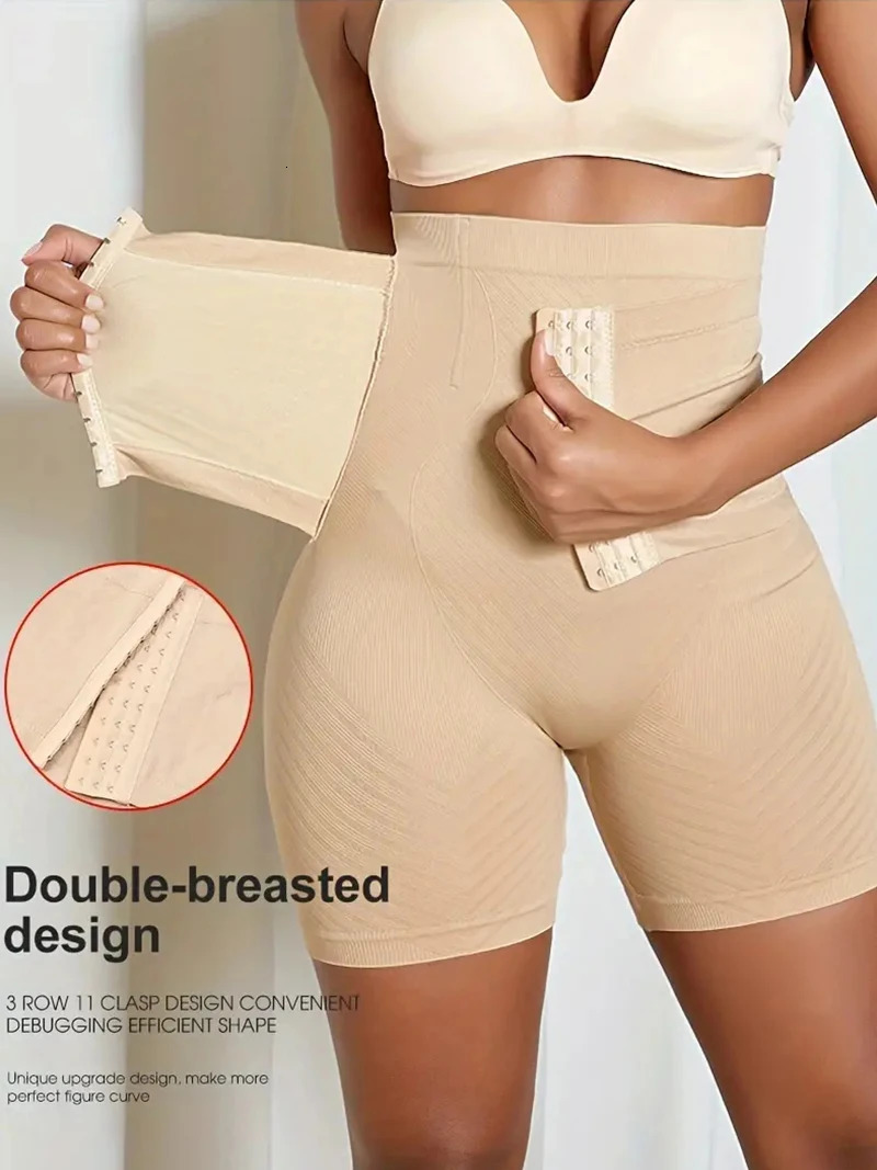 Women Firm Tummy Control with Hook Butt Lifter Shapewear Panties High Waist Trainer Body Shaper Female Slimming Fajas Shorts 241225