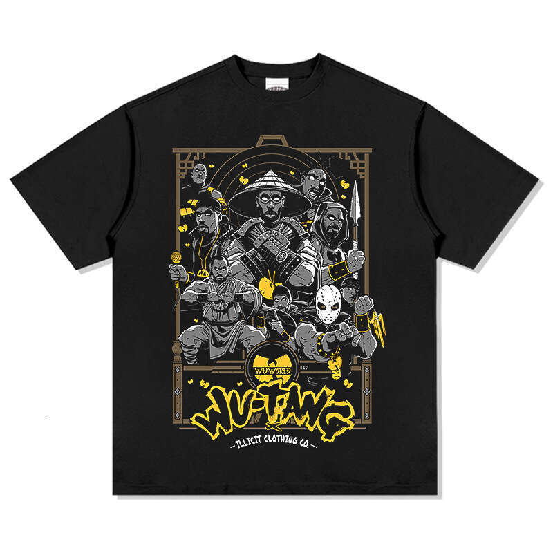 Wu Tannan Wudang style printed short sleeved T-shirt, loose RapHIPHOPTEE round neck hooded sweatshirt