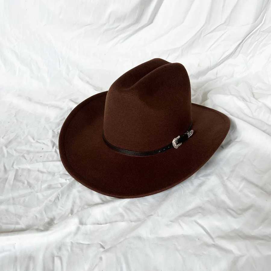 Retro Western Mens Cowboy Hat Jazz Cowboy Hat Leather Wide Eaves Church Sombrero Hombre Cs W241225