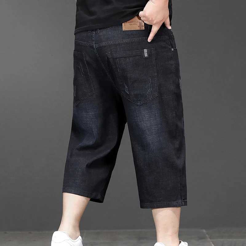 Summer New Product Added Expanded Size Denim Shorts Mens Denim Shorts Trendy Cropped Jeans Dropship New W241226