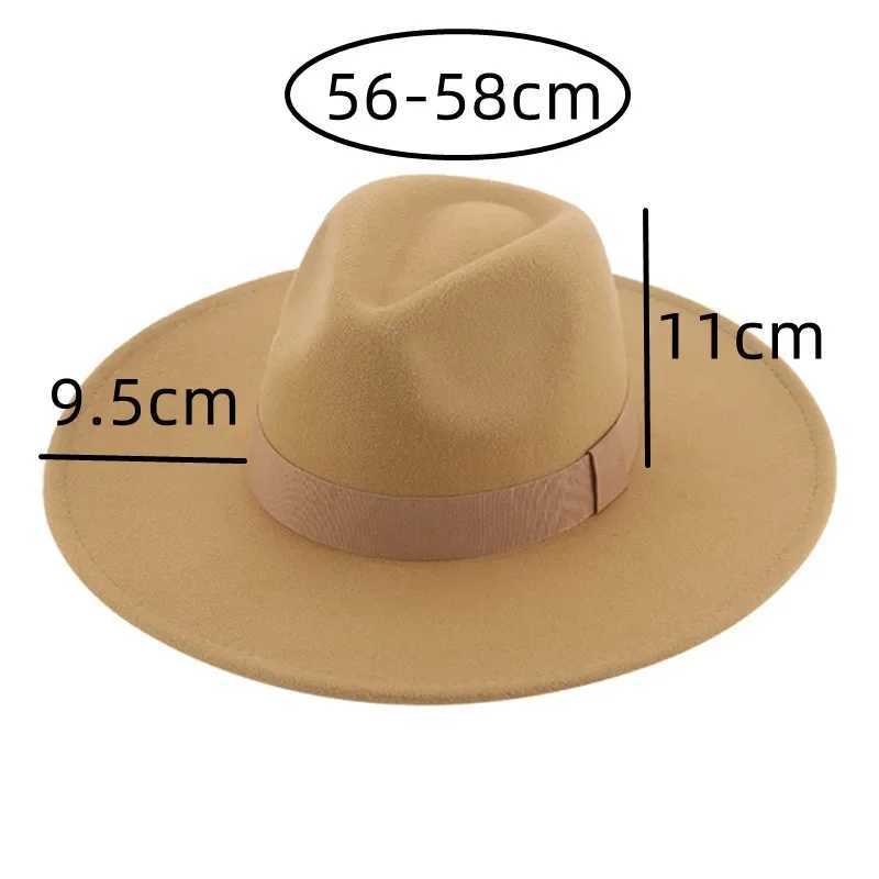 Fedora womens hat new 9.5cm wide Brim Dr mens Cs felt hat Panama church wedding ribbon band mens hat Sombreros De Mujer W241225