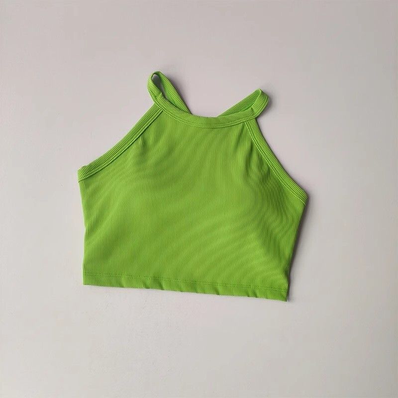 2024 New Women's Fixed Chest Pad Shockproof Running Outer Wear Yoga Bra Fiess Underwear Gym Top Sports Camisole