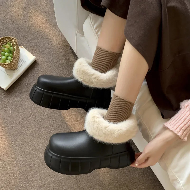 High Top Waterproof Cotton Shoes for Womens Winter Outdoor Plush EVA Thick Soled Rain Boots Green Keep Warm Botines Ladies 241226