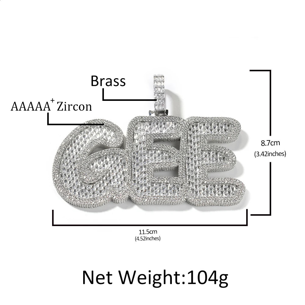 UWIN Baguettecz Custom Name Pendant Men Hip Hop Necklace Iced Out Zircon Personalized Silver Color Chain Charms y Jewelry 241226