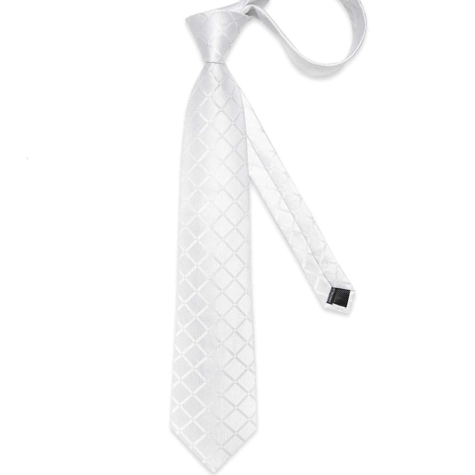 White Mens 8cm Tie Set Plaid Solid Business Formal Suits Accessories Neck Tie Set Handkerchief Cufflinks Groom Gift for Men 241225
