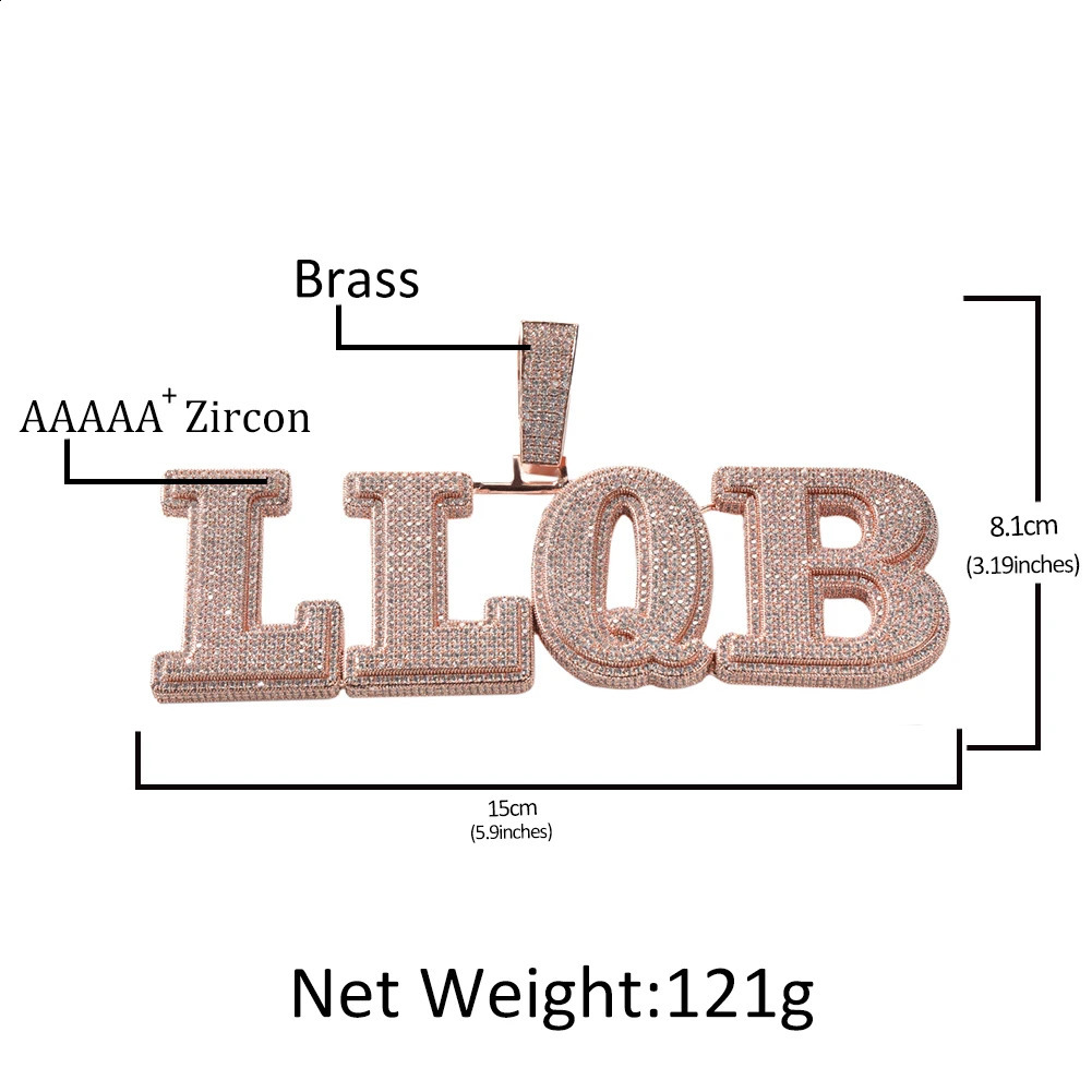 THE BLING KING Large Custom Name Necklace For Men Micro Paved Cubic Zircon Letters Pendant Times Roman Font Hip Hop Jewelry 241226